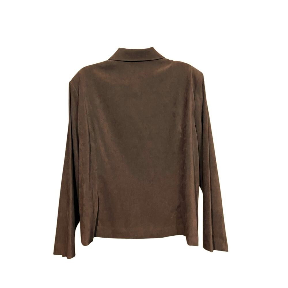 Briggs Women's Brown Faux Suede Full Zip Long Sleeve Collared Jacket | Size 18W - Picture 2 of 9